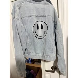 Denim jacket women’s smiley face crop size large miss sunshine